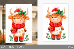 Christmas Cow Garden Flag. Christmas Garden Flag Sublimation Product Image 1