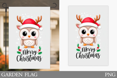 Christmas Owl Garden Flag. Christmas Garden Flag Sublimation Product Image 1