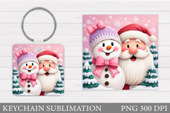 Santa Claus Keychain Design. Snowman Keychain Sublimation Product Image 1
