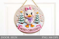 Christmas Duck Door Sign. Christmas Door Sign Sublimation Product Image 1
