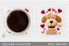 Cute Dog Coaster Sublimation. Valentines Dog Coaster Design Product Image 1