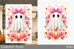 Cute Ghost Garden Flag Design. Halloween Pumpkin Garden Flag Product Image 1