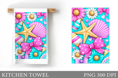 Starfish Kitchen Towel. Seashell Kitchen Towel Design Product Image 1