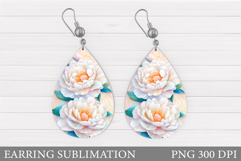 Peony Earring Sublimation. Flowers Earring Design Product Image 1