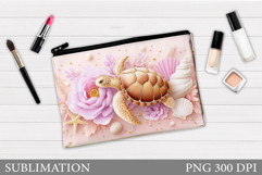 Turtle Makeup Bag Sublimation. Sea Turtle Makeup Pouch Product Image 1