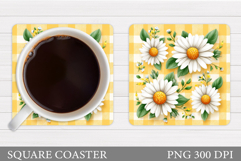 Daisy Flowers Coaster Design. Flowers Sublimation Product Image 1
