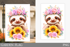 Cute Sloth Garden Flag Design. Cute Sloth Sublimation Product Image 1