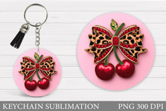 Cherry Keychain Design. Cherries Keychain Sublimation Product Image 1
