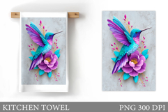 Hummingbird Kitchen Towel. Hummingbird Sublimation Product Image 1