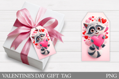 Valentines Raccoon Gift Tag. Valentine Gift Tag Printable Product Image 1