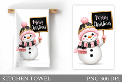 Snowman Kitchen Towel Design. Christmas Kitchen Towel Product Image 1
