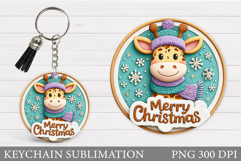 Christmas Giraffe Keychain. Christmas Keychain Sublimation Product Image 1