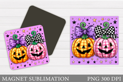 Halloween Pumpkin Magnet. Halloween Ghost Magnet Sublimation Product Image 1