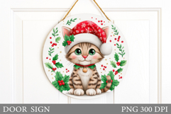 Christmas Cat Door Sign. Christmas Door Sign Sublimation Product Image 1