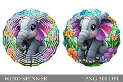 Cute Elephant Wind Spinner. Elephant Flowers Spinner Design Product Image 1