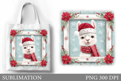 Christmas Lama Tote Bag. Christmas Tote Bag Sublimation Product Image 1