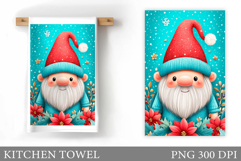 Christmas Kitchen Towel. Christmas Gnome Kitchen Towel Product Image 1