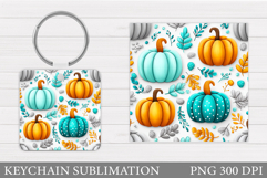 Fall Pumpkin Keychain Sublimation. Pumpkin Keychain Design Product Image 1