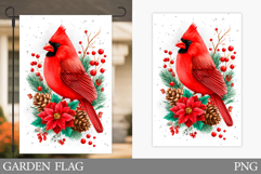 Christmas Cardinal Garden Flag. Christmas Garden Flag Design Product Image 1