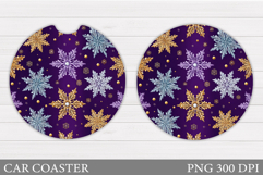 Snowflakes Car Coaster Design. Snowflakes Round Coaster Product Image 1