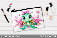 Turtle Makeup Bag Design. Sea Turtle Makeup Pouch Product Image 1