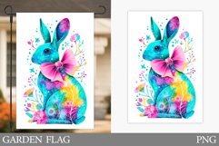 Floral Bunny Garden Flag. Summer Garden Flag Sublimation Product Image 1