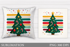 Christmas Tree Pillow Design. Christmas Pillow Sublimation Product Image 1