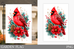 Christmas Cardinal Garden Flag. Christmas Garden Flag Design Product Image 1