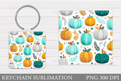 Fall Pumpkin Keychain Design. Pumpkin Keychain Sublimation Product Image 1
