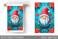 Christmas Kitchen Towel. Christmas Gnome Kitchen Towel Product Image 1