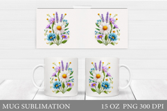 Flowers Mug Sublimation. Floral Mug Wrap Design Product Image 1