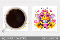 Cute Bee Coaster Design. Cute Bee Sublimation Product Image 1