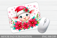 Cute Lamb Mouse Pad Design. Christmas Mouse Pad Sublimation Product Image 1