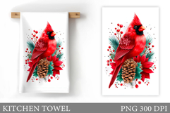 Christmas Cardinal Kitchen Towel. Christmas Kitchen Towel Product Image 1