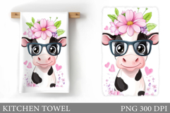 Cute Cow Kitchen Towel. Cow Summer Kitchen Towel Design Product Image 1