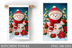 Cute Snowman Kitchen Towel. Christmas Kitchen Towel Design Product Image 1