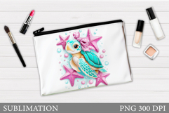 Turtle Cosmetics Bag Design. Sea Turtle Makeup Pouch Product Image 1