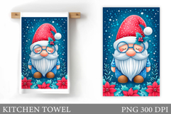 Christmas Kitchen Towel. Christmas Gnome Kitchen Towel Product Image 1