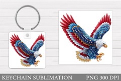 Patriotic Eagle Keychain. Patriotic Keychain Sublimation Product Image 1