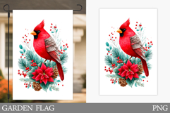 Christmas Cardinal Garden Flag. Christmas Garden Flag Design Product Image 1