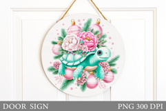 Christmas Turtle Door Sign. Christmas Door Sign Sublimation Product Image 1
