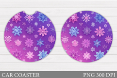 Snowflakes Car Coaster Design. Snowflakes Round Coaster Product Image 1