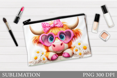 Cute Cow Cosmetics Bag. Cow Makeup Bag Sublimation Product Image 1