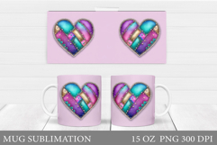Heart Mug Sublimation. Valentines Mug Wrap Design Product Image 1