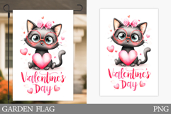 Valentines Cat Garden Flag. Valentines Garden Flag Design Product Image 1