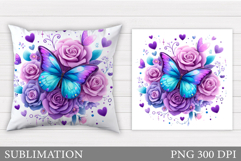Butterfly Flowers Sublimation. Butterfly Pillow Sublimation Product Image 1