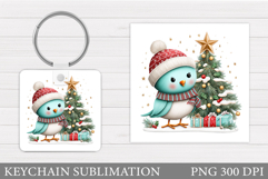 Christmas Bird Keychain. Christmas Keychain Sublimation Product Image 1