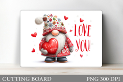 Valentines Gnome Cutting Board. Valentines Cutting Board Product Image 1