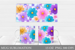 Flowers Mug Sublimation. Floral Mug Wrap Design Product Image 1