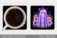 Lace Ghost Teacher Coaster. Halloween Coaster Sublimation Product Image 1